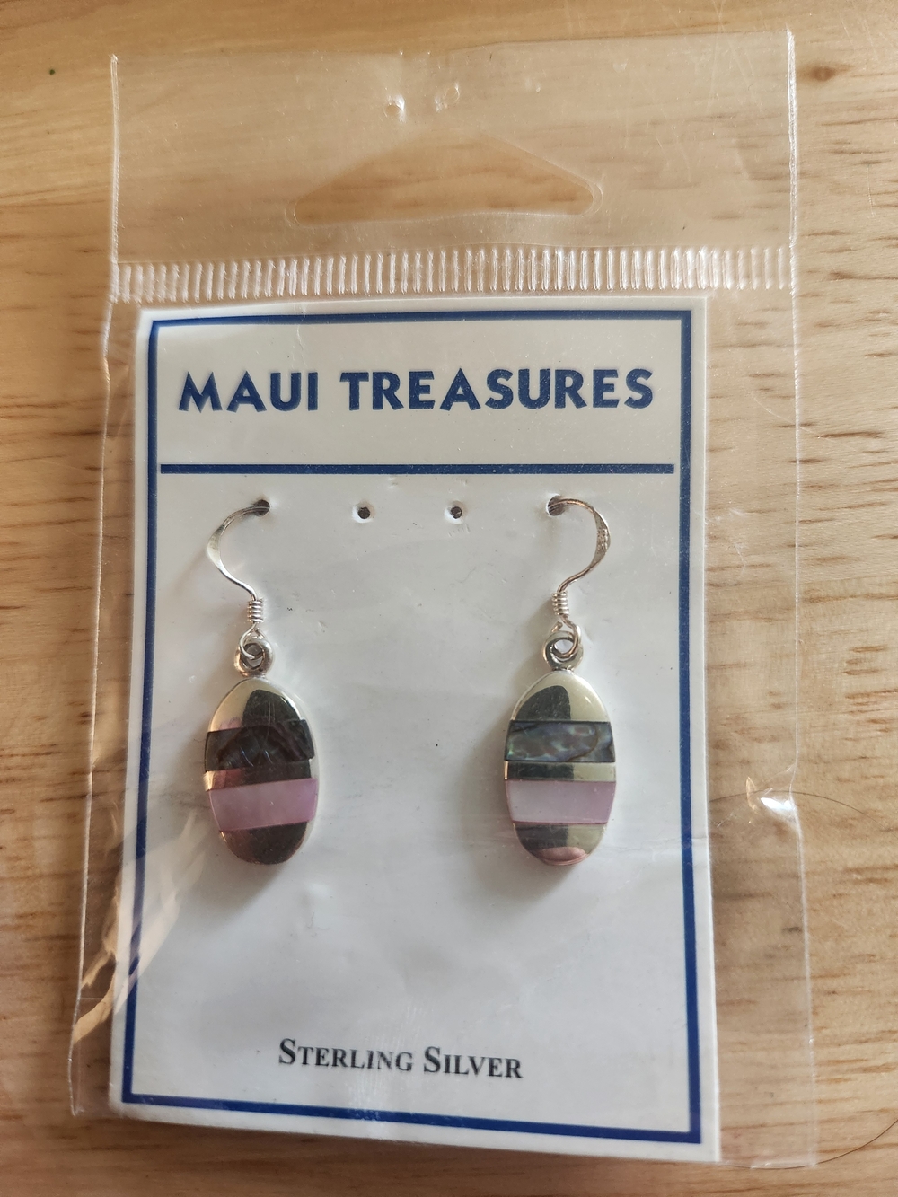 Sterling Silver Pink and Abalone Inlay Earrings